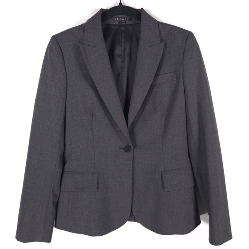 Theory Wool Blend 1 Button Blazer 3 Button Cuffs … - image 2